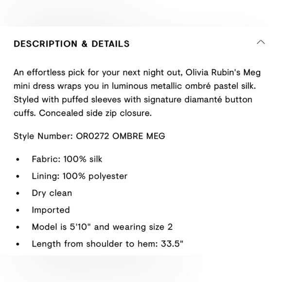 🔺Flawed🔺make an offer🔹NWT Olivia Rubin Meg Dress Pastel Sz 2 - Picture 3 of 4